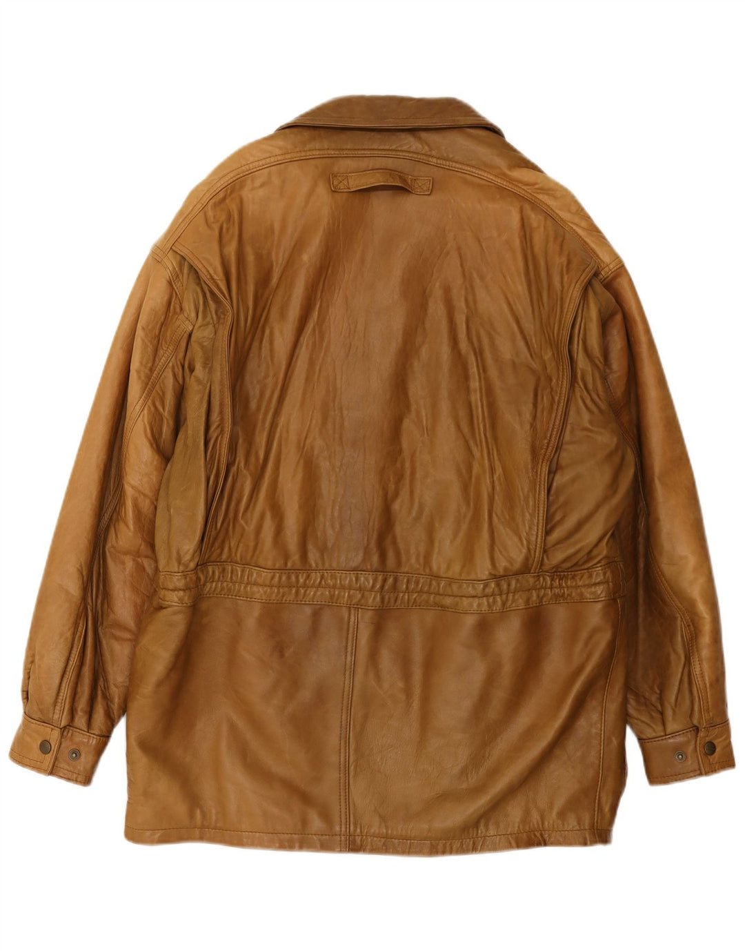 Vintage Mens Leather Coat UK 42 XL Brown Leather