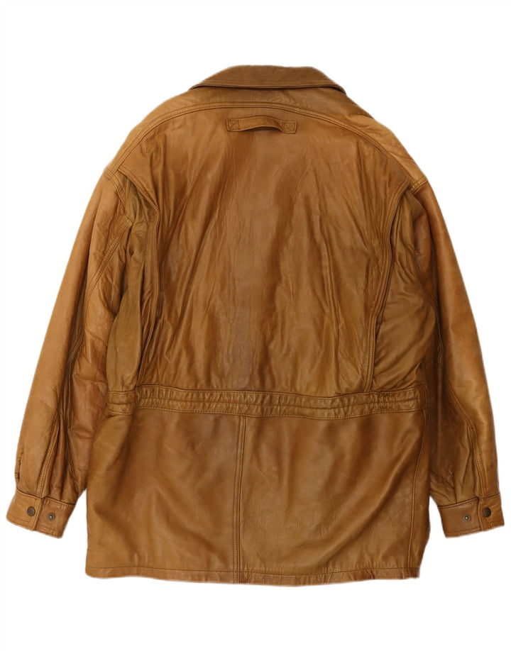 Vintage Mens Leather Coat UK 42 XL Brown Leather