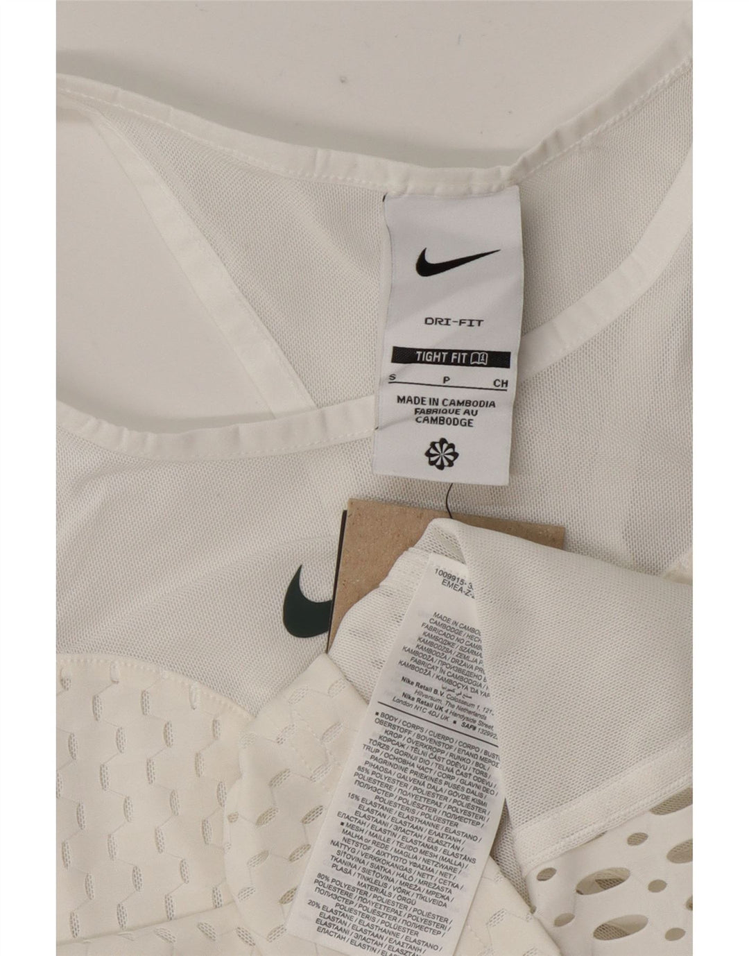 Nike Womens Tight Fit See Through Crop Vest Top UK 8 Small White Polyester