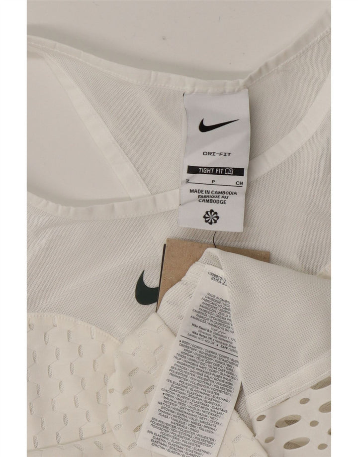 Nike Womens Tight Fit See Through Crop Vest Top UK 8 Small White Polyester