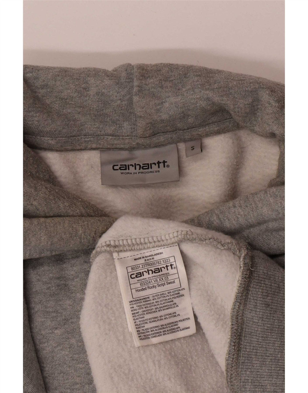 Carhartt Mens Graphic Hoodie Jumper Small Grey Cotton