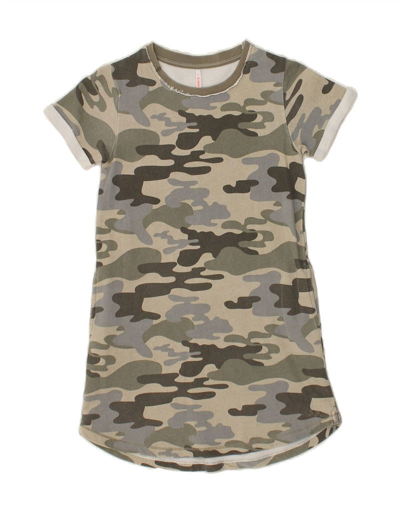 SUN68 Girls T-Shirt Dress 9-10 Years Grey Camouflage Cotton | Vintage Sun68 | Thrift | Second-Hand Sun68 | Used Clothing | Messina Hembry 