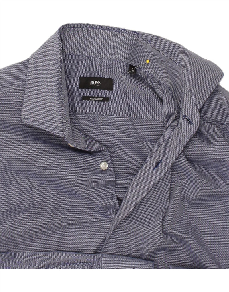 HUGO BOSS Mens Regular Fit Shirt Size 16 41 Large Blue Cotton Vintage Hugo Boss and Second-Hand Hugo Boss from Messina Hembry 