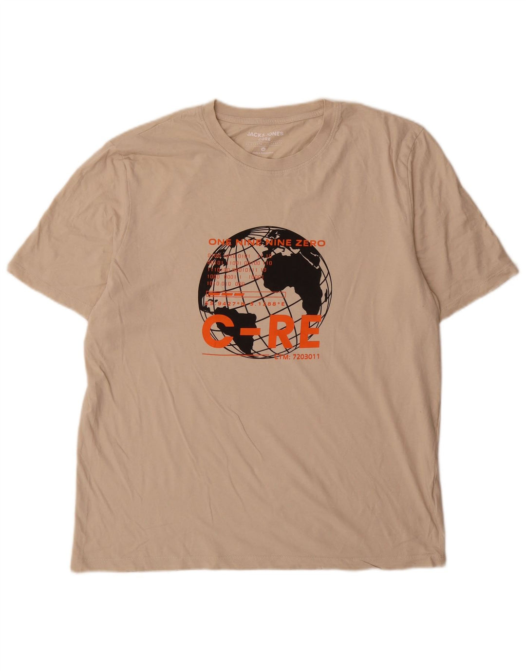 Jack & Jones Mens Graphic T-Shirt Top XL Beige