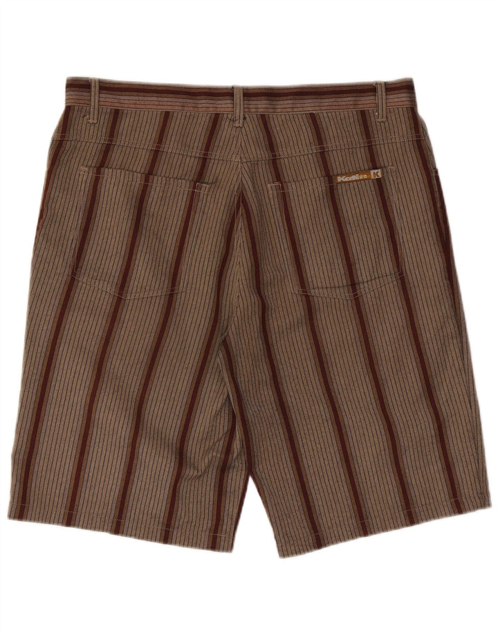 Katin Mens Casual Shorts W36 Large Brown Striped Polyester