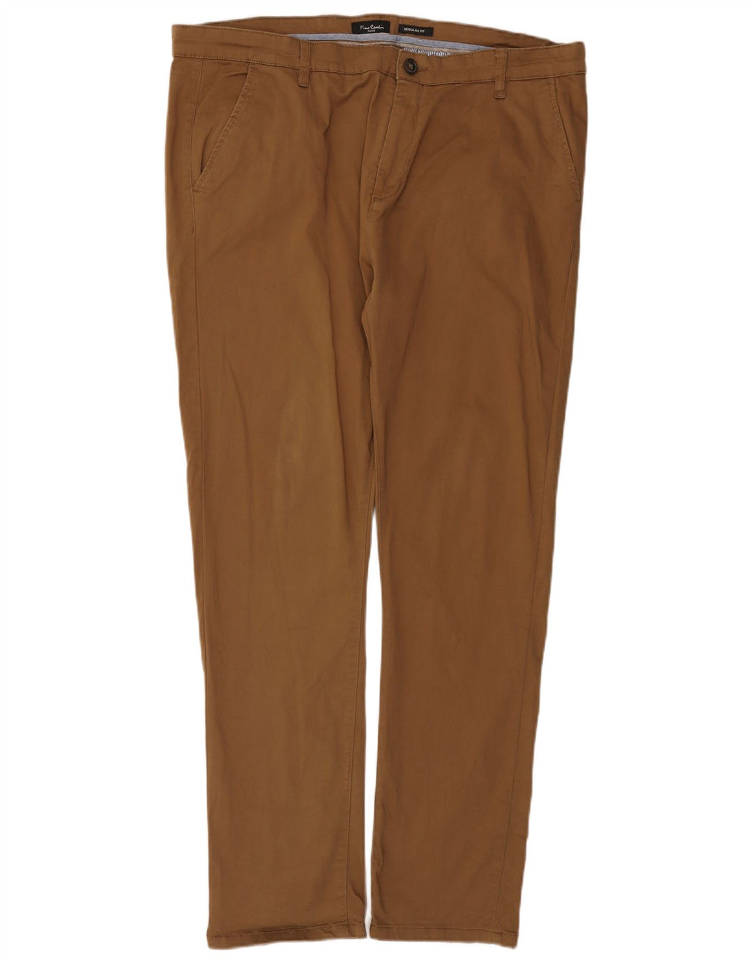 Pierre Cardin Mens Regular Fit Slim Chino Trousers W40 L31 Brown Polyester