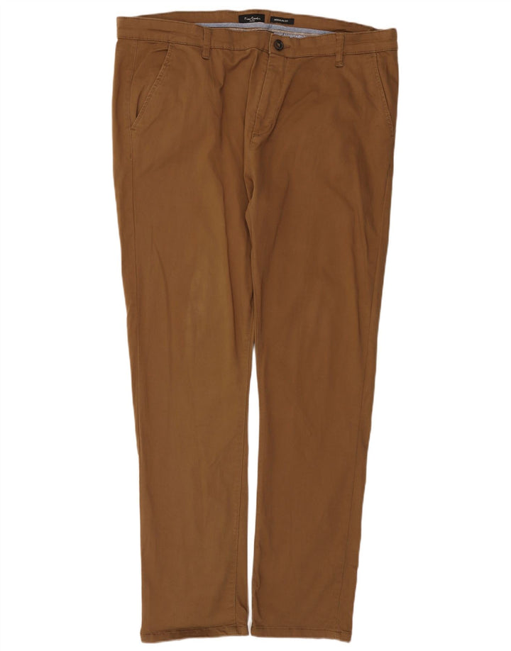 Pierre Cardin Mens Regular Fit Slim Chino Trousers W40 L31 Brown Polyester