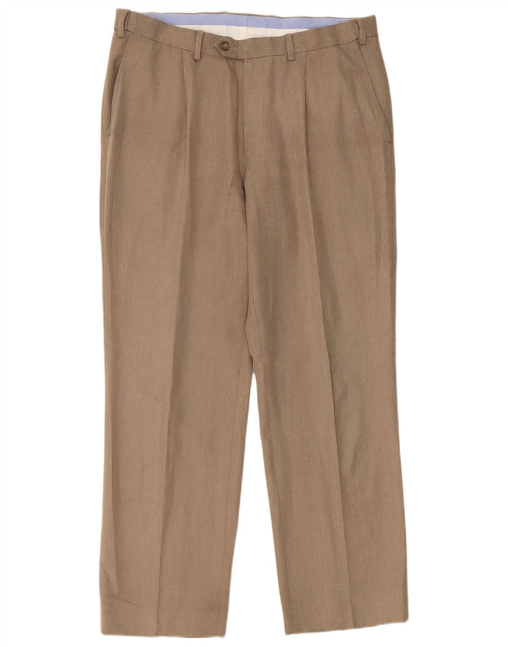 Marks & Spencer Mens Regular Fit Chino Trousers W34 L29 Beige Polyester