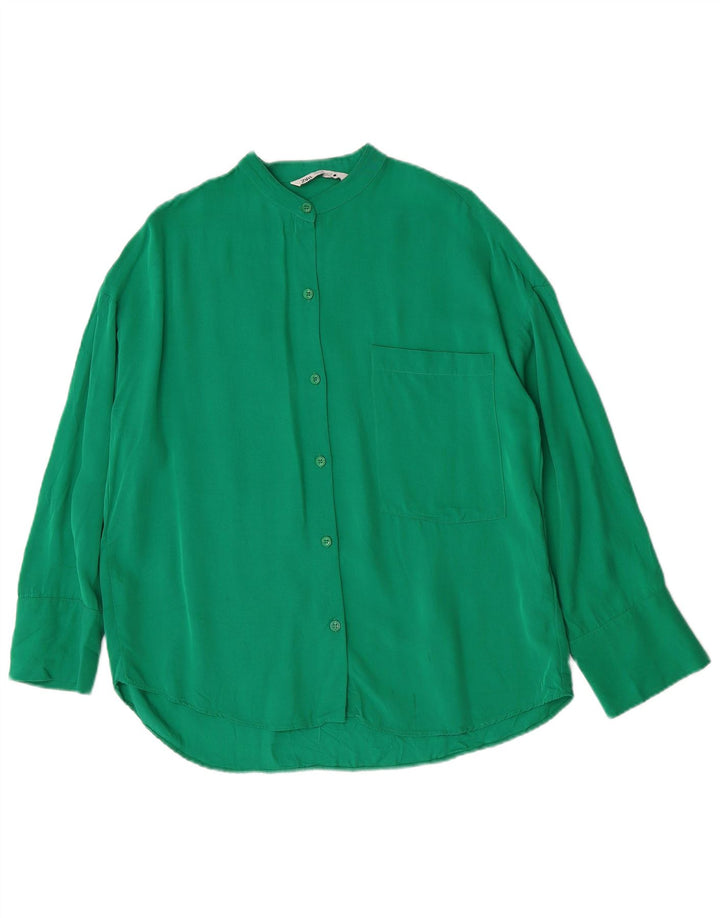 Zara Womens Oversized Shirt UK 6 XS Green Viscose