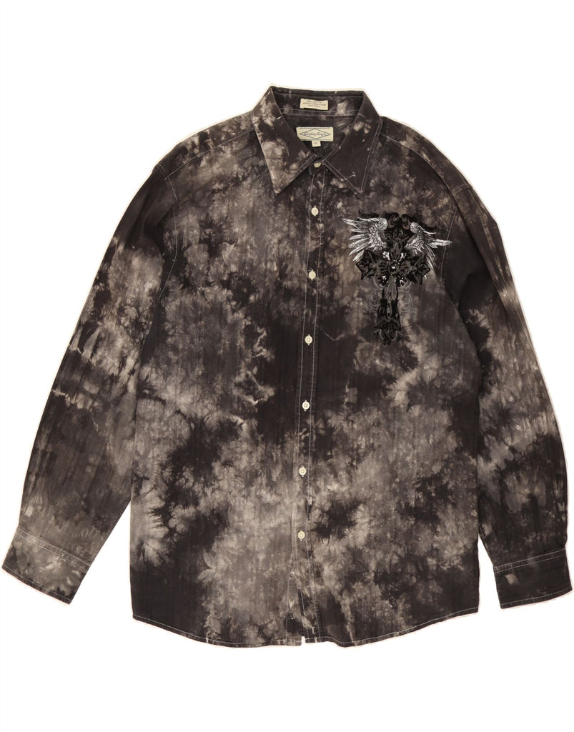 VINTAGE Mens Graphic Shirt XL Grey Tie Dye Cotton Vintage Vintage and Second-Hand Vintage from Messina Hembry 