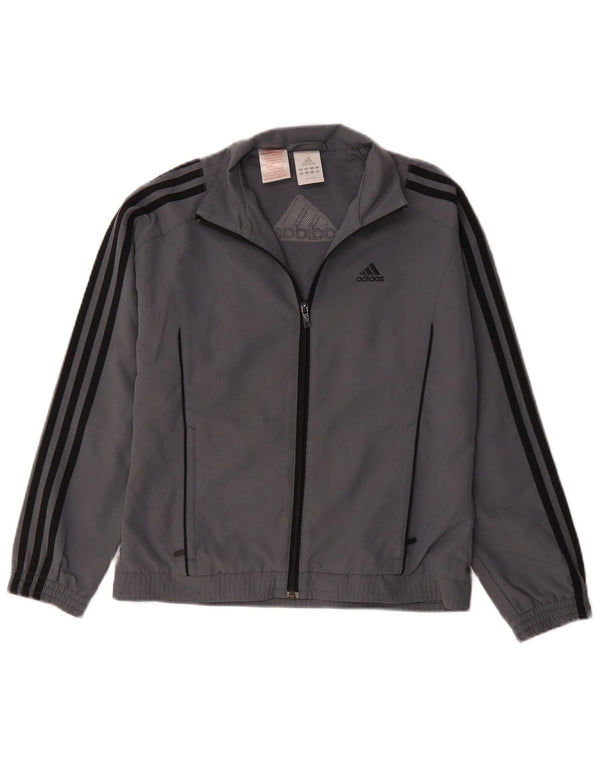 Adidas Boys Tracksuit Top Jacket 11-12 Years  Grey Polyester
