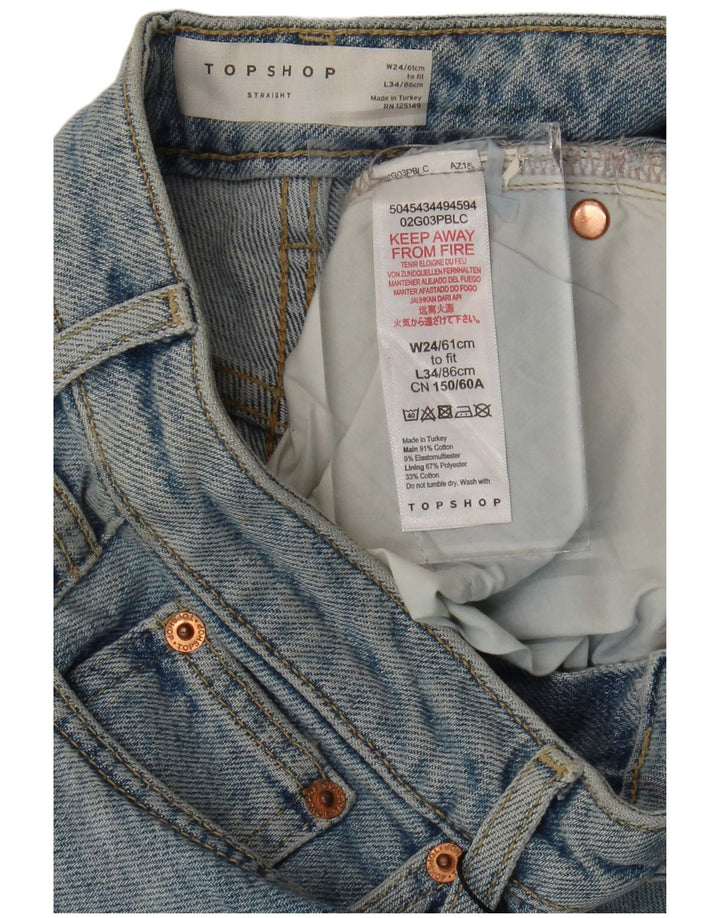 Topshop Womens Straight Jeans W24 L28 Blue Cotton