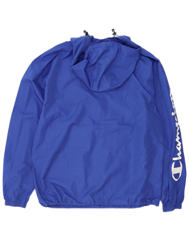 Champion Mens Graphic Hooded Rain Jacket UK 38 Medium Blue Polyester