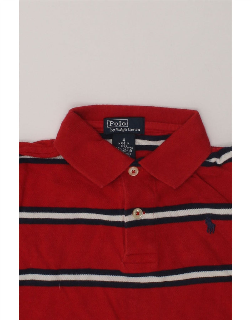 POLO RALPH LAUREN Boys Polo Shirt 3-4 Years Red Striped Cotton | Vintage Polo Ralph Lauren | Thrift | Second-Hand Polo Ralph Lauren | Used Clothing | Messina Hembry 