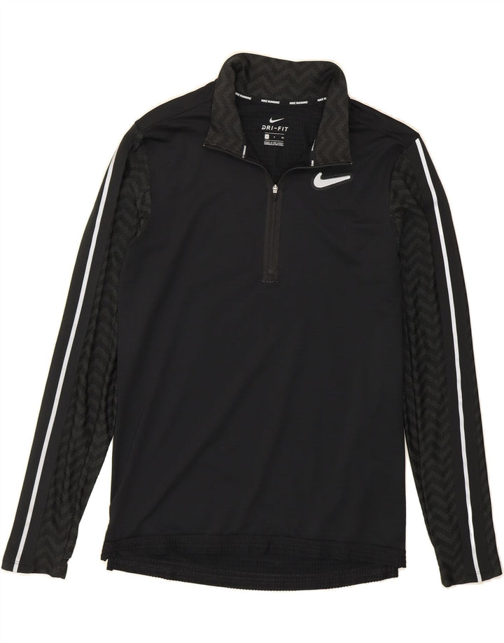 NIKE Mens Dri Fit Zip Neck Pullover Tracksuit Top Small Black Chevron Vintage Nike and Second-Hand Nike from Messina Hembry 