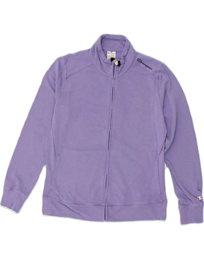 CHAMPION Womens Tracksuit Top Jacket UK 20 2XL Purple Cotton | Vintage Champion | Thrift | Second-Hand Champion | Used Clothing | Messina Hembry 