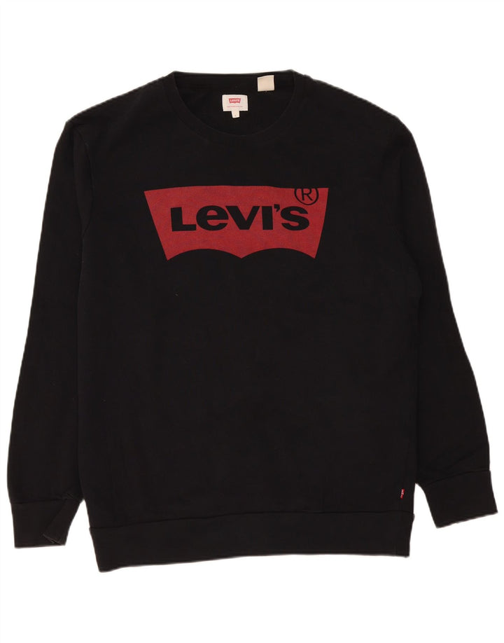 Levi's Mens Graphic Sweatshirt Jumper Large Black Cotton