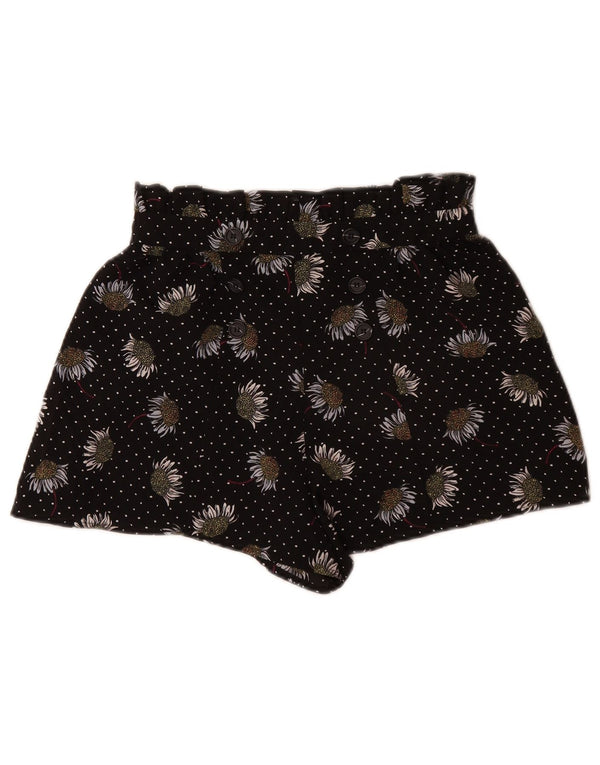 Topshop Womens Casual Shorts UK 10 Small W26  Black Floral Polyester
