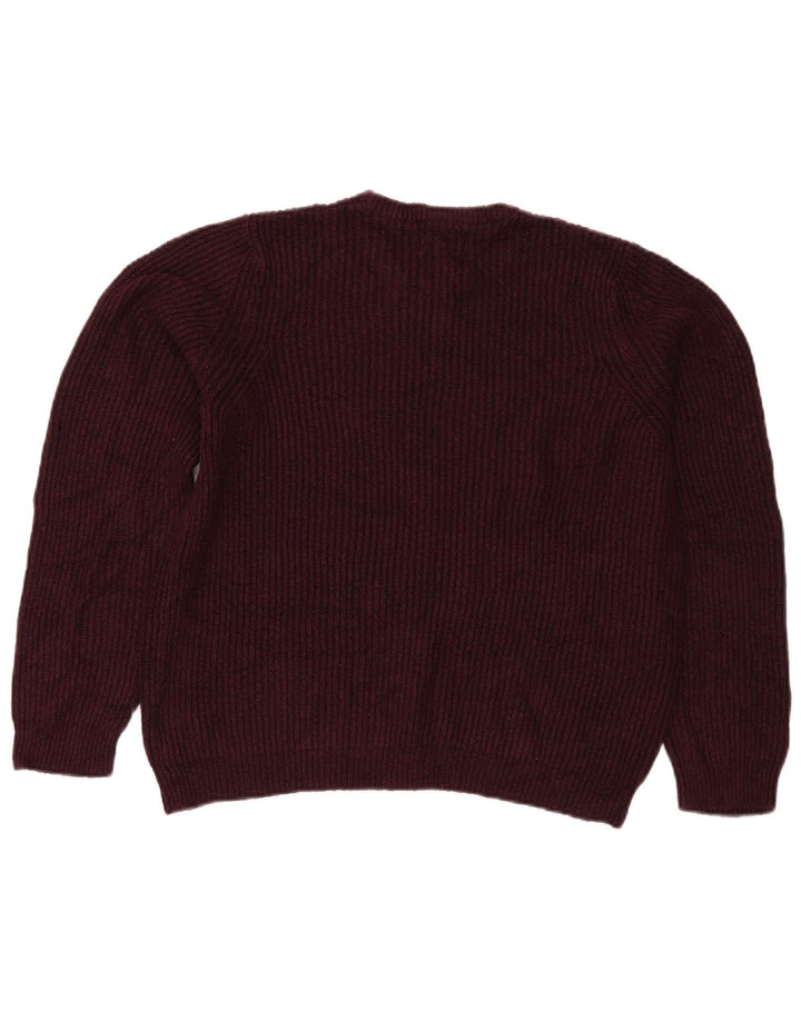Marks & Spencer Mens Crew Neck Jumper Sweater Medium Burgundy Acrylic