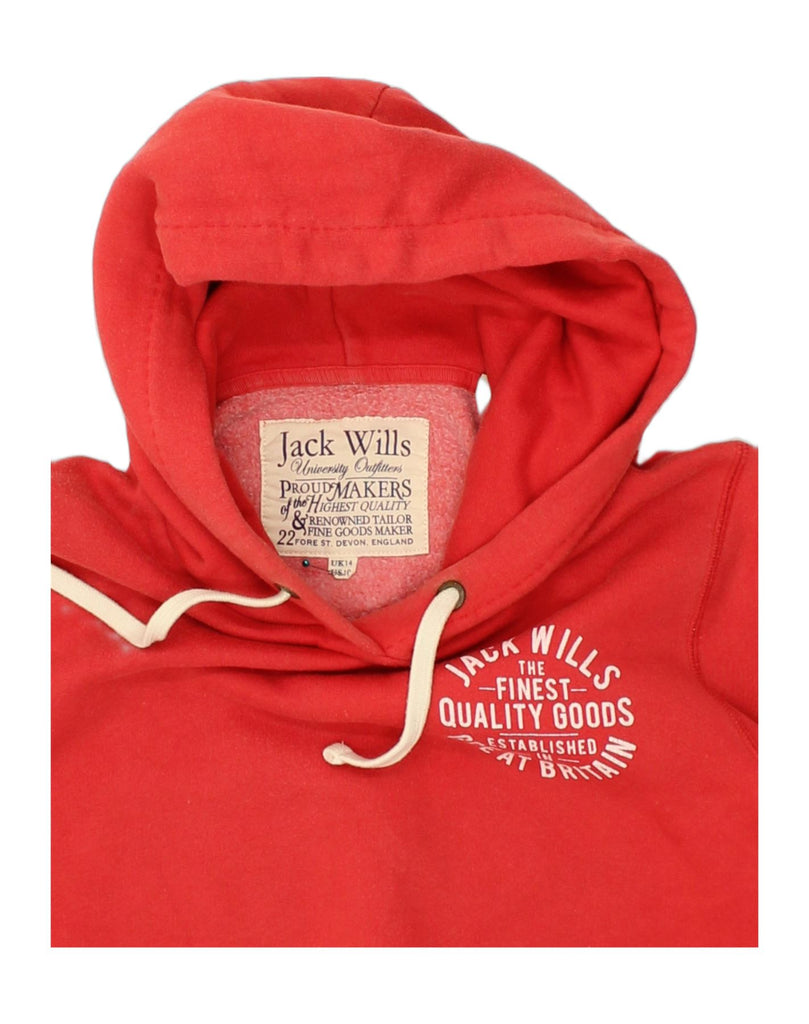 JACK WILLS Womens Hoodie Jumper UK 14 Large Red Cotton | Vintage Jack Wills | Thrift | Second-Hand Jack Wills | Used Clothing | Messina Hembry 