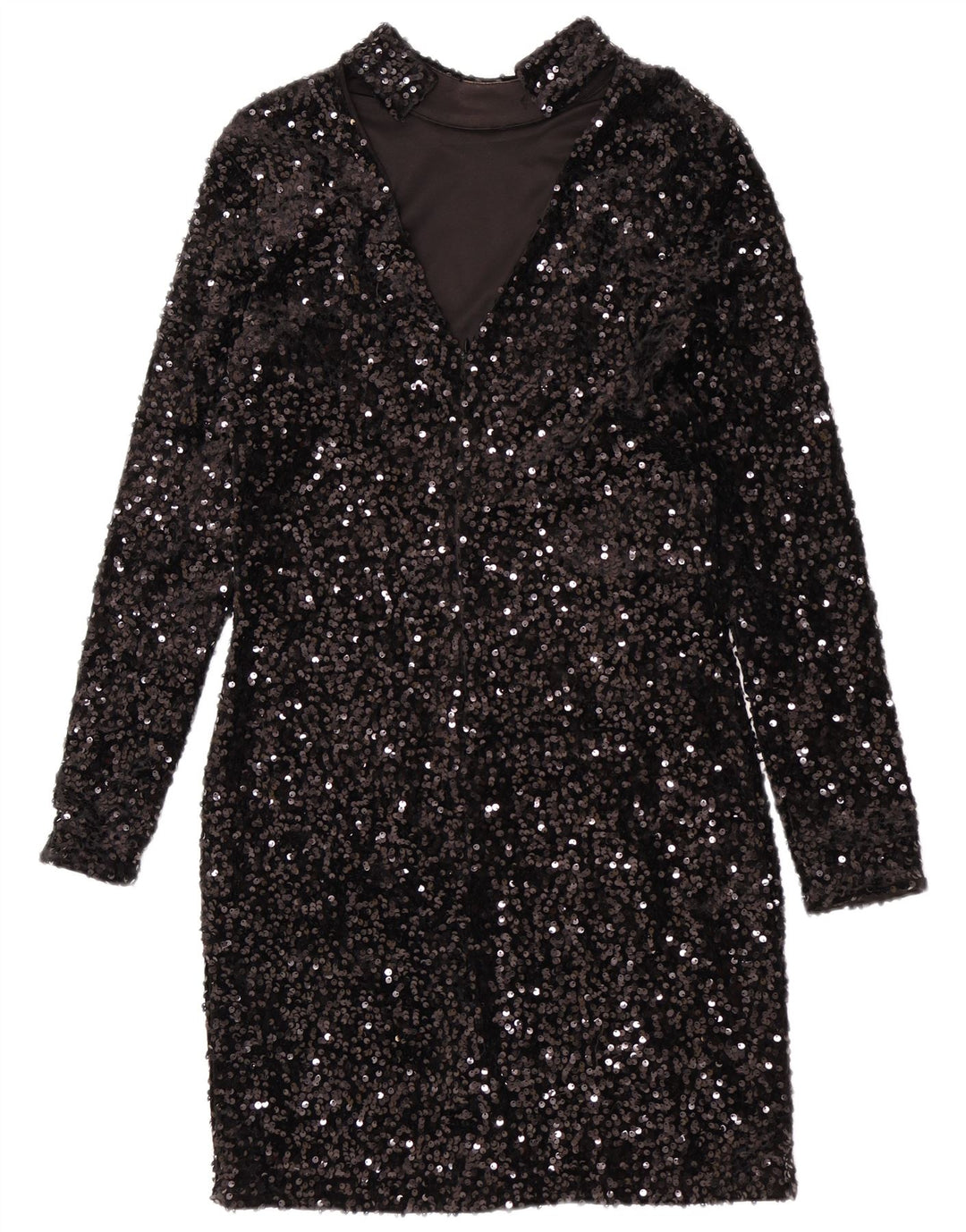 Warehouse Womens Sequin Sheath Dress UK 12 Medium Black Polyester