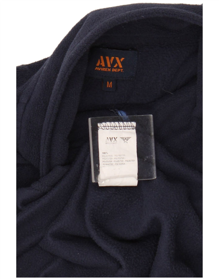 Avirex Mens Zip Neck Fleece Jumper Medium Navy Blue Polyester