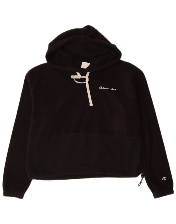 Champion Womens Hooded Fleece Jumper UK 14 Medium Black Polyester