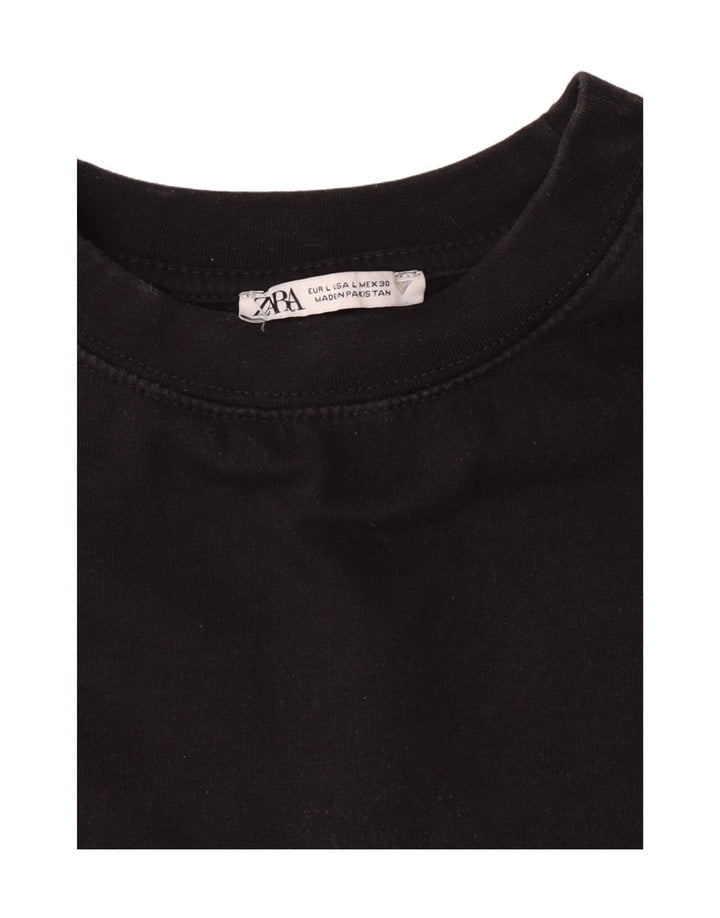 ZARA Womens Crop Top Long Sleeve UK 16 Large Black Vintage Zara and Second-Hand Zara from Messina Hembry 