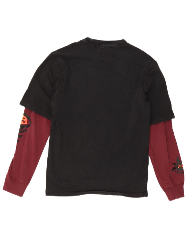 Jordan Mens Graphic Top Long Sleeve XS Black Colourblock Cotton