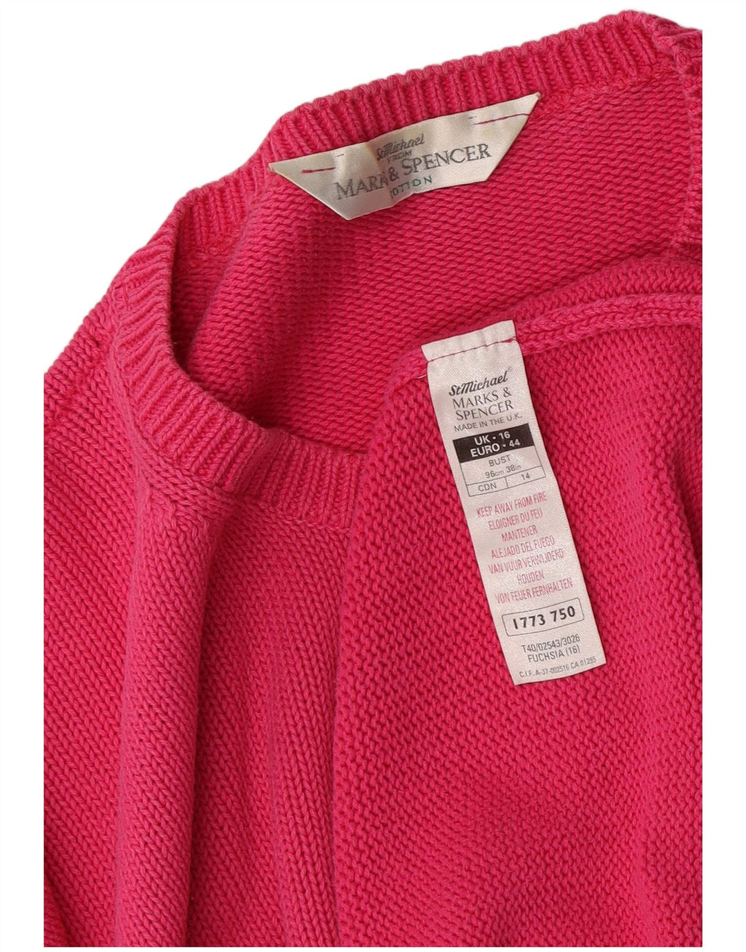 Marks & Spencer Womens Oversized Crew Neck Jumper Sweater UK 16 Large Pink