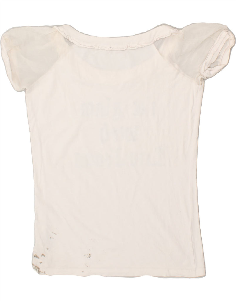 LIU JO Womens Graphic T-Shirt Top UK 14 Large White Cotton | Vintage Liu Jo | Thrift | Second-Hand Liu Jo | Used Clothing | Messina Hembry 