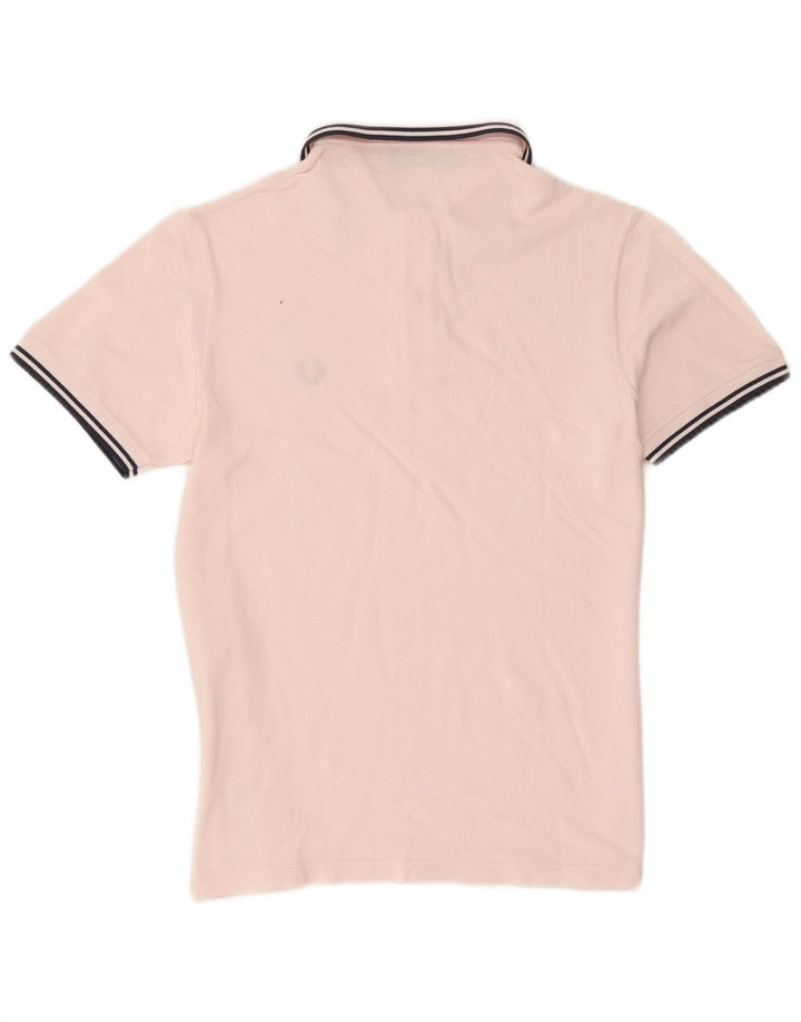 Fred Perry Mens Polo Shirt Medium Pink Striped Cotton