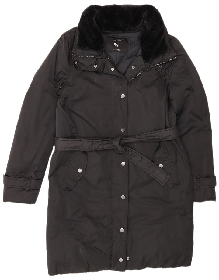 Zara Womens Padded Coat UK 14 Medium Black Colourblock Polyester