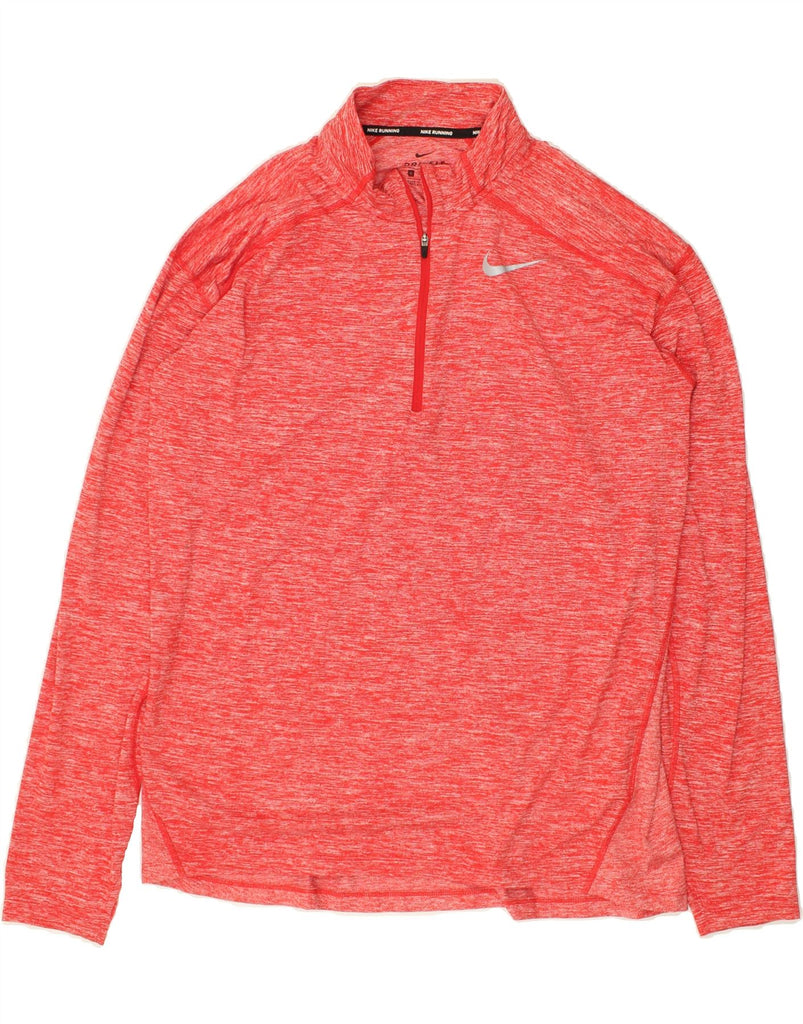 NIKE Mens Dri Fit Zip Neck Pullover Tracksuit Top Large Red Flecked | Vintage Nike | Thrift | Second-Hand Nike | Used Clothing | Messina Hembry 