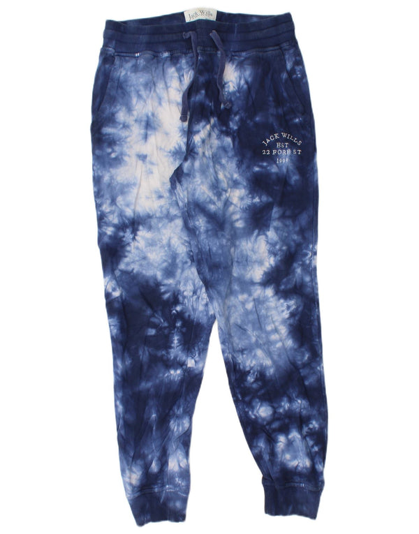 Jack Wills Womens Tracksuit Trousers Joggers UK 10 Small Navy Blue Tie Dye