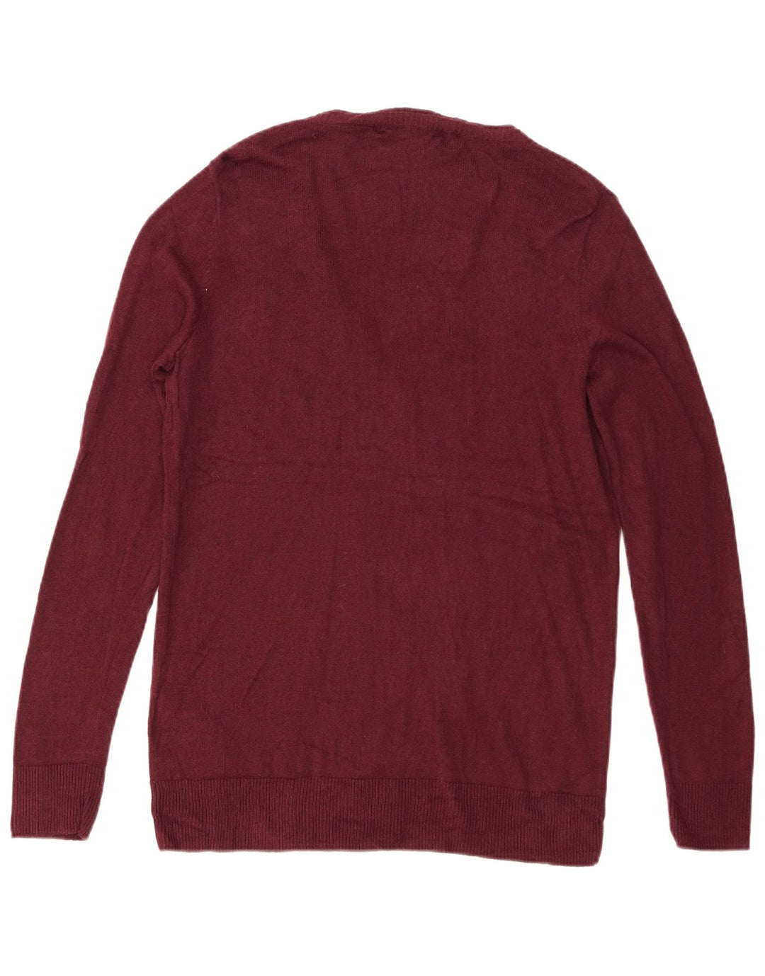 Eddie Bauer Mens V-Neck Jumper Sweater Large Burgundy Cotton