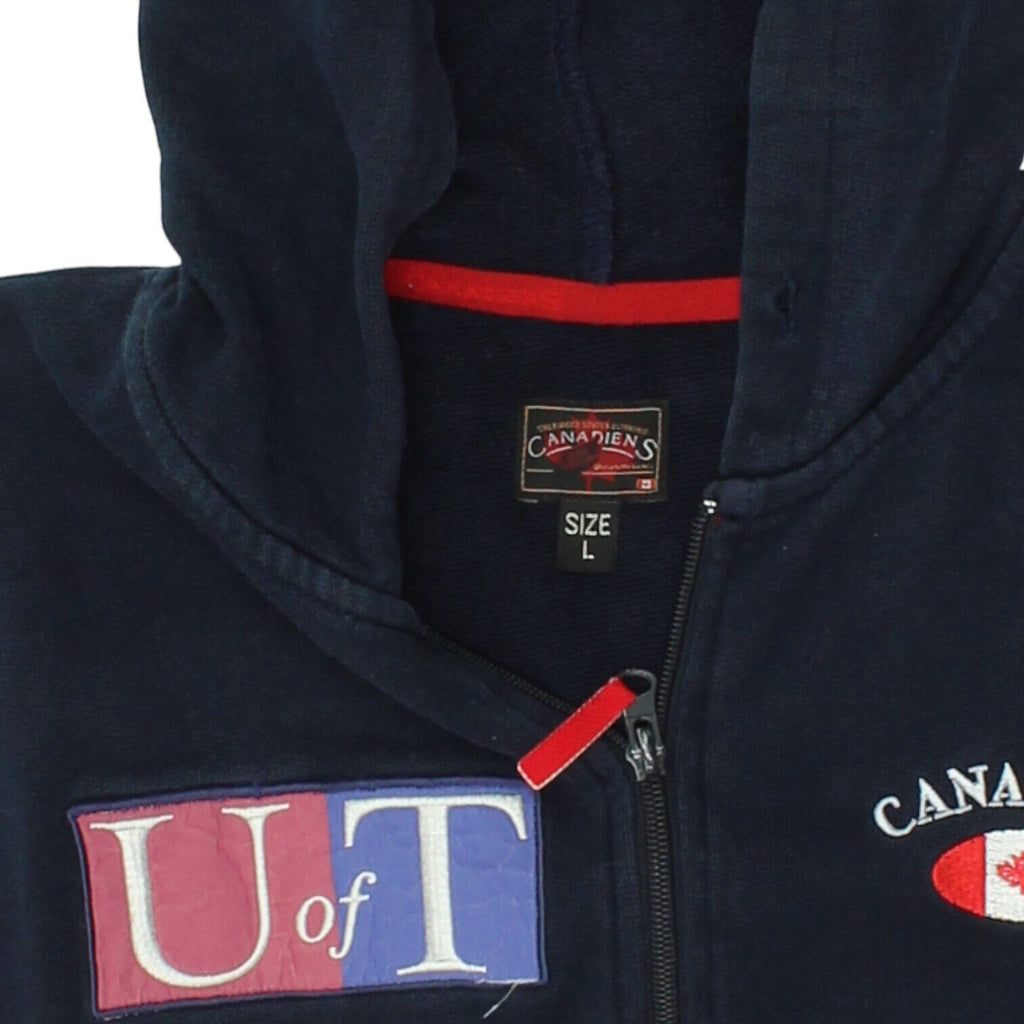 Canadiens Toronto University Mens Navy Red White Full Zip Hoodie | Vintage Hoody | Vintage Messina Hembry | Thrift | Second-Hand Messina Hembry | Used Clothing | Messina Hembry 