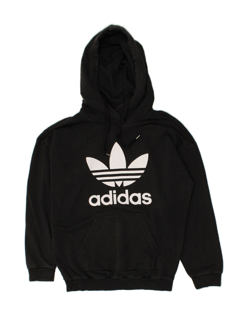 ADIDAS Womens Graphic Hoodie Jumper UK 10 Small  Black Cotton Vintage Adidas and Second-Hand Adidas from Messina Hembry 