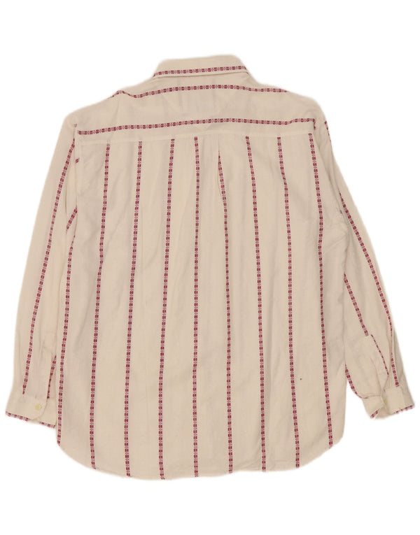 Leader Mens Shirt XL White Striped Cotton