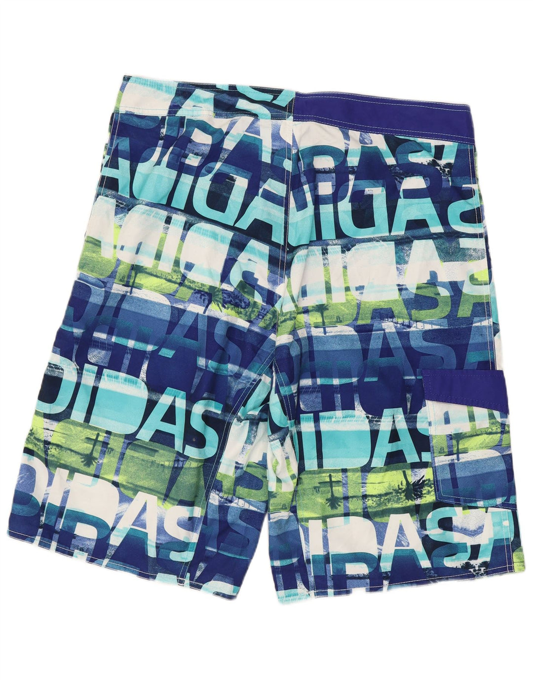 Adidas Mens Abstract Pattern Graphic Swimming Shorts Large  Blue Polyester