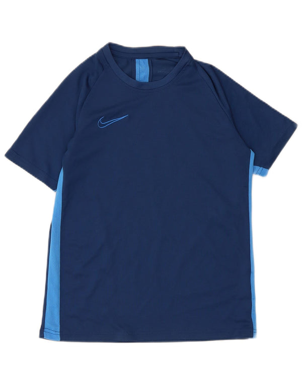 Nike Boys Dri Fit T-Shirt Top 12-13 Years Large Navy Blue Colourblock