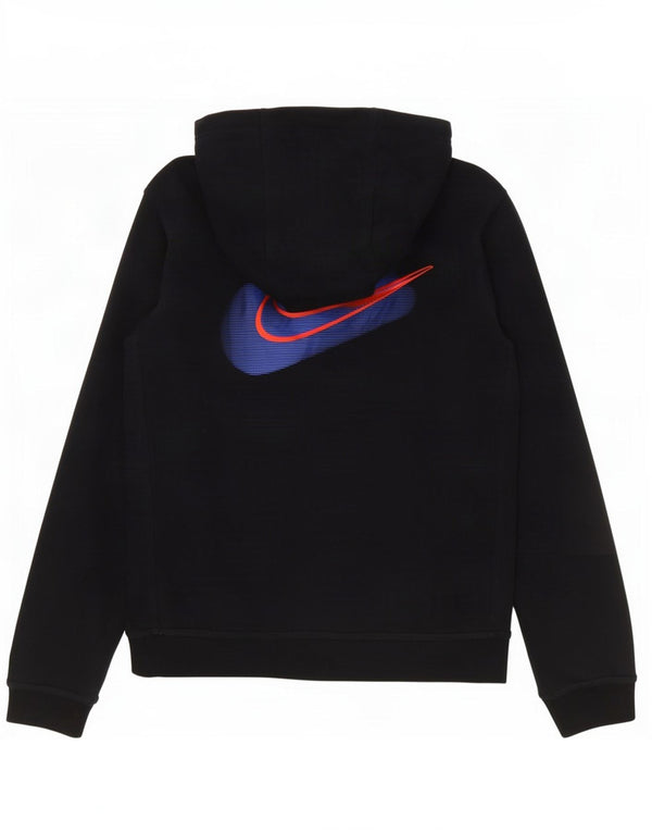 Nike Boys Graphic Hoodie Jumper 12-13 Years Large Black Cotton
