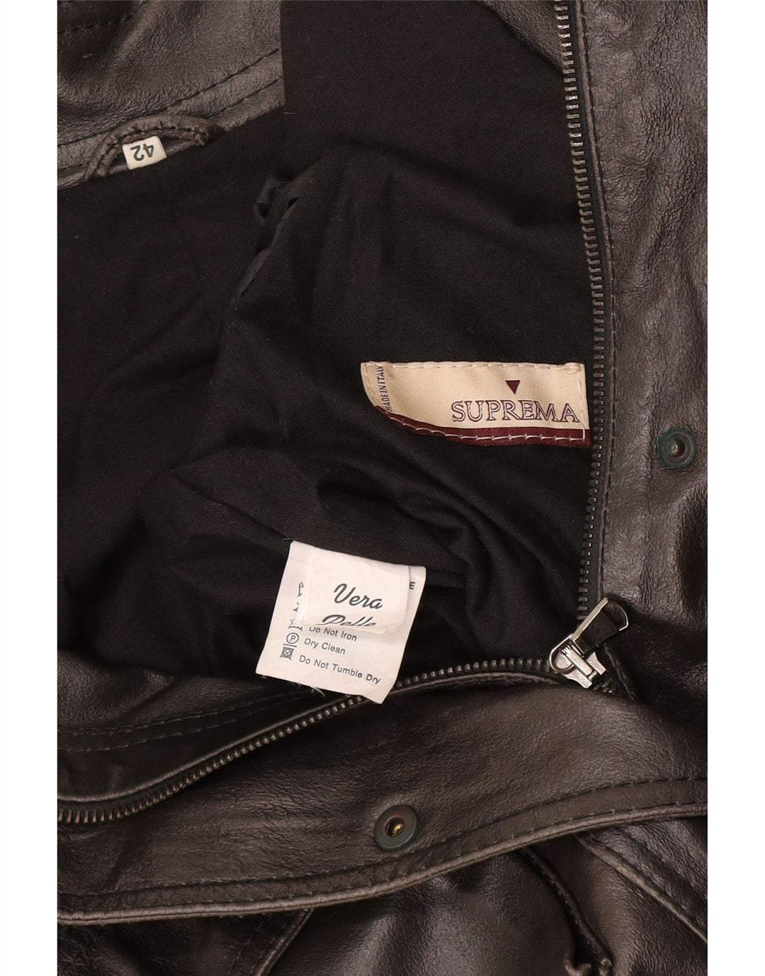 Suprema Womens Leather Jacket IT 42 Medium Black Leather