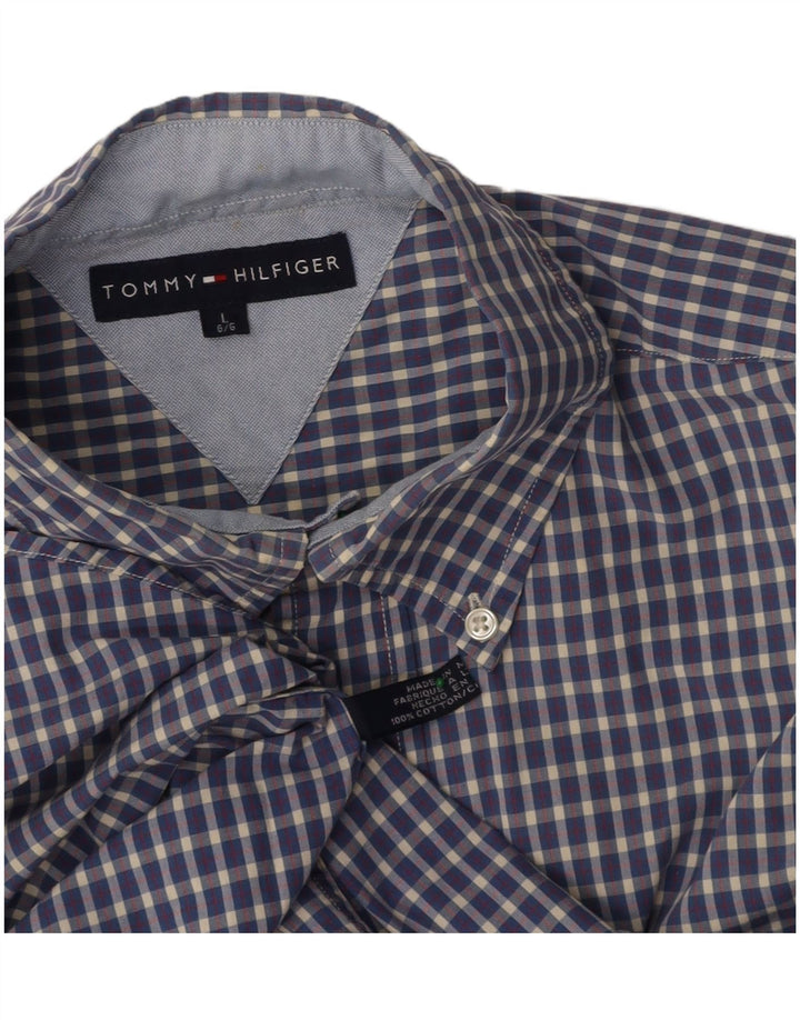 TOMMY HILFIGER Mens Grant Fit Shirt Large Blue Check Cotton