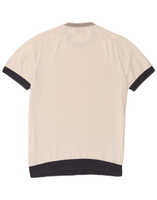 Massimo Dutti Mens Crew Neck Jumper Sweater Large White Colourblock