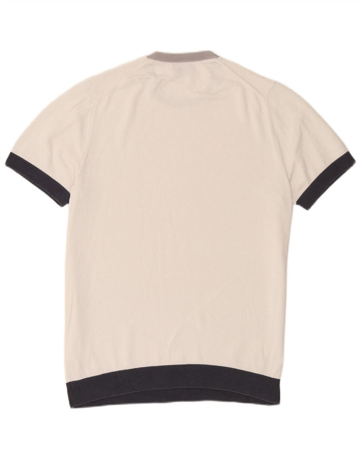 Massimo Dutti Mens Crew Neck Jumper Sweater Large White Colourblock