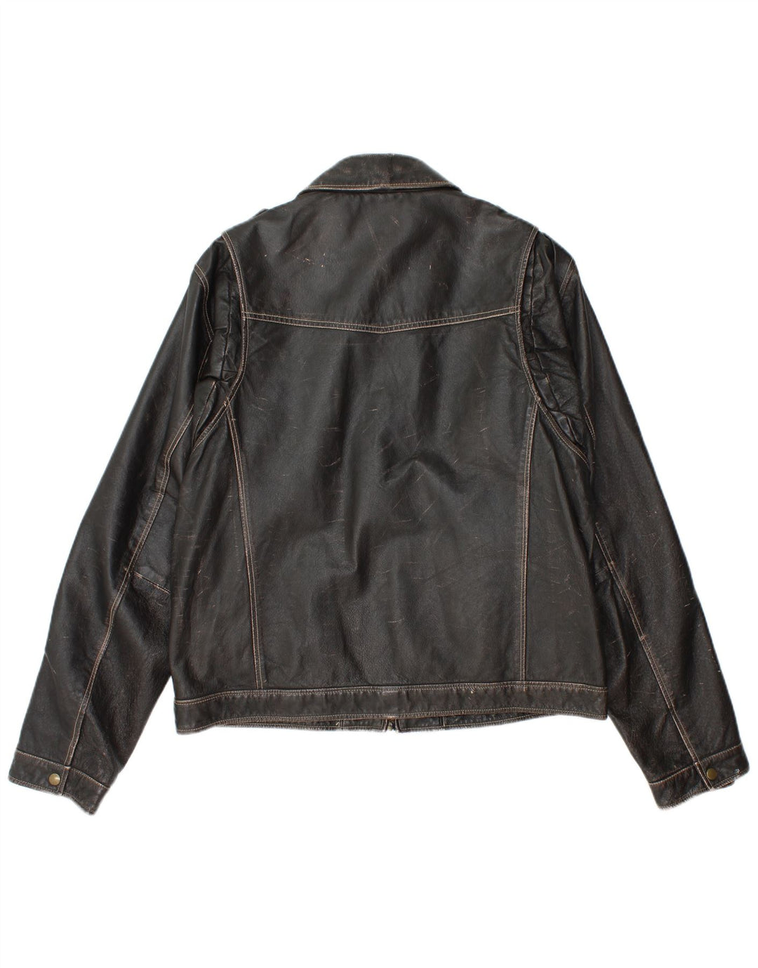 Le Frog Womens Military Leather Jacket IT 52 2XL Black