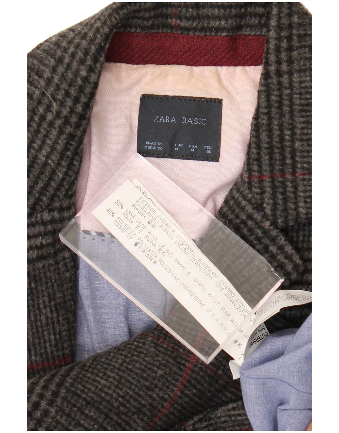 Zara Womens 1 Button Blazer Jacket UK 12 Medium Grey Houndstooth Wool