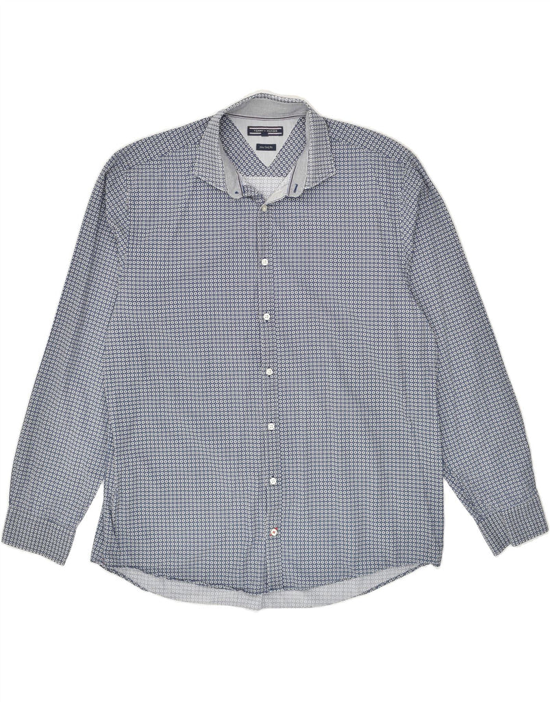 TOMMY HILFIGER Mens New York Fit Shirt 2XL Blue Spotted Cotton | Vintage Tommy Hilfiger | Thrift | Second-Hand Tommy Hilfiger | Used Clothing | Messina Hembry 