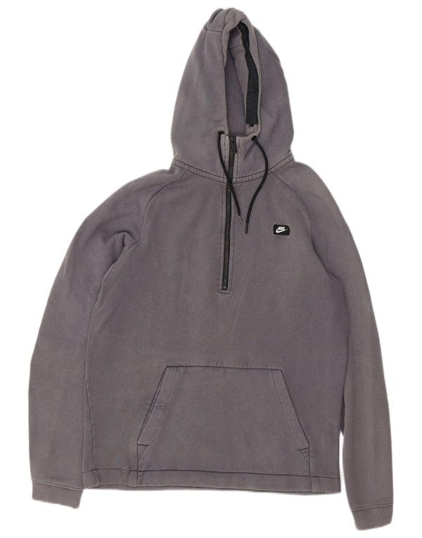 Nike Mens Zip Neck Hoodie Jumper Medium Grey Cotton